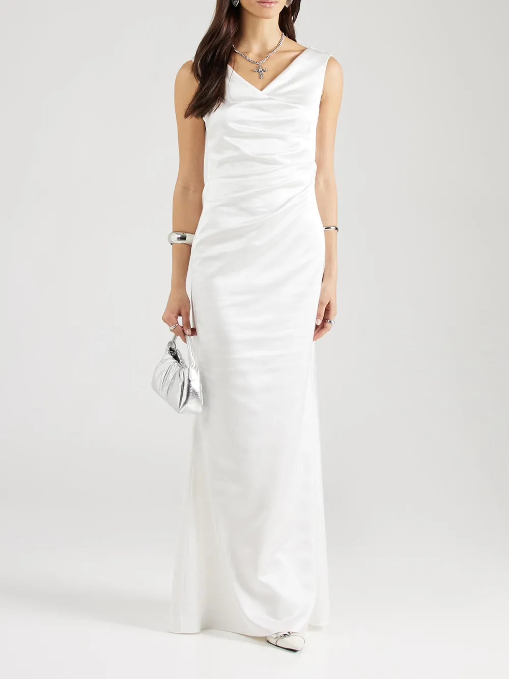 Plain Colored V-neck Casual Style Dress