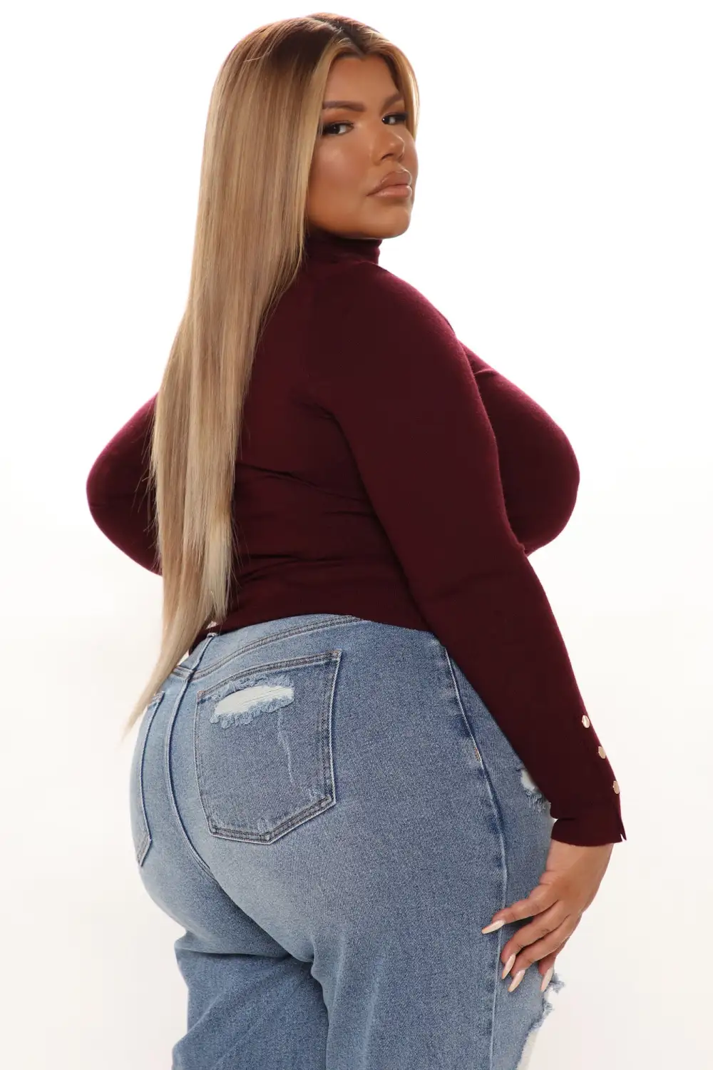 Meet Me Somewhere Turtle Neck Sweater - Wine