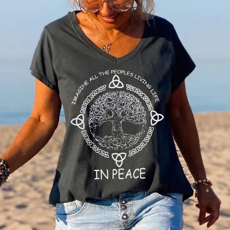 Imagine All The Peoples Livinglife In Peace Crew Neck Tees