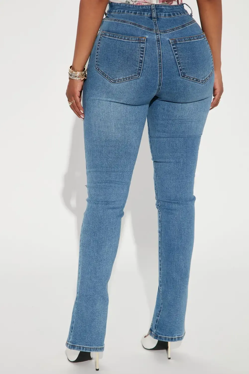 Soho Slit Hem Stretch Skinny Jeans - Medium Blue Wash