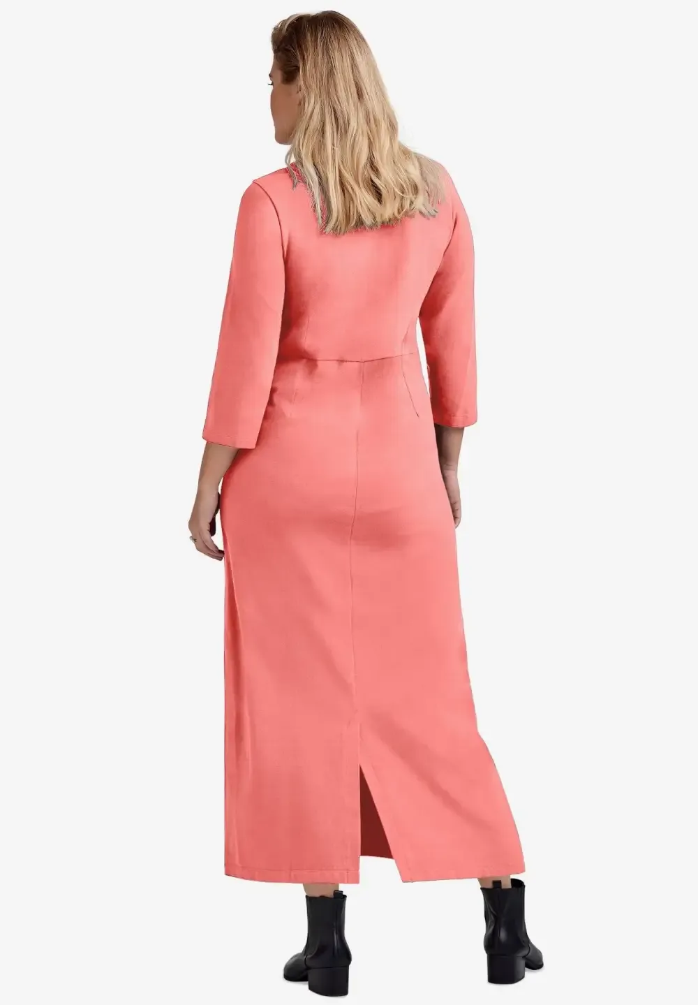 Three-Quarter Sleeve Knit Maxi Dress