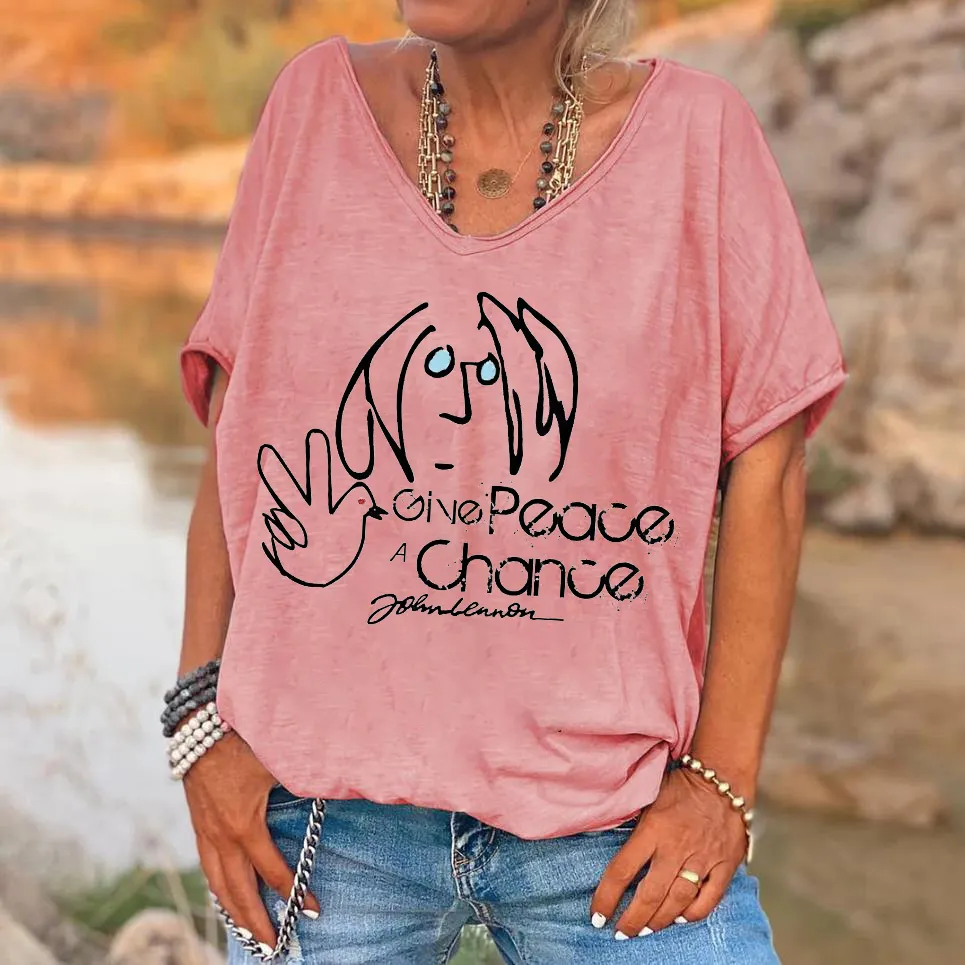Give Peace A Chance Print Women's T-shirt