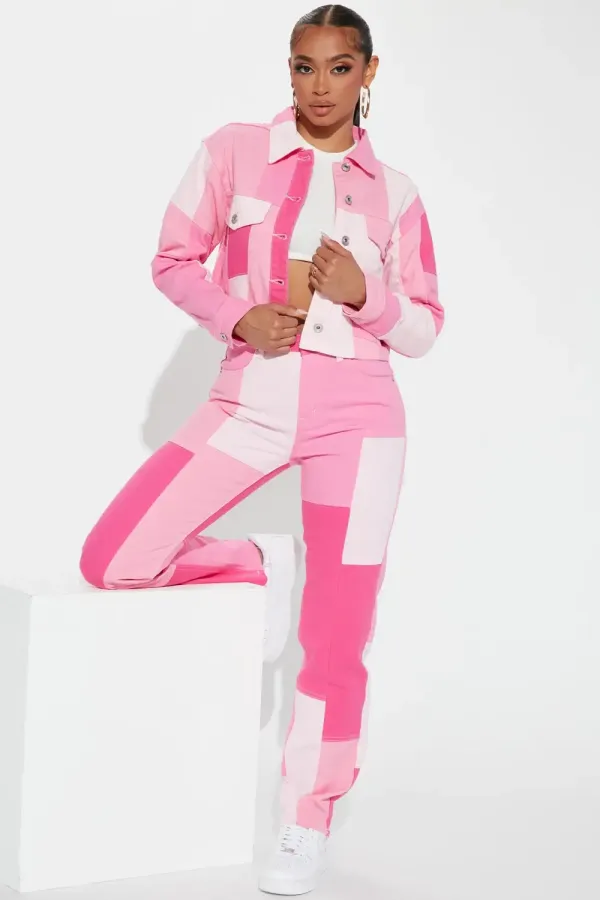 Bubblegum Cropped Trucker Jacket - Pink