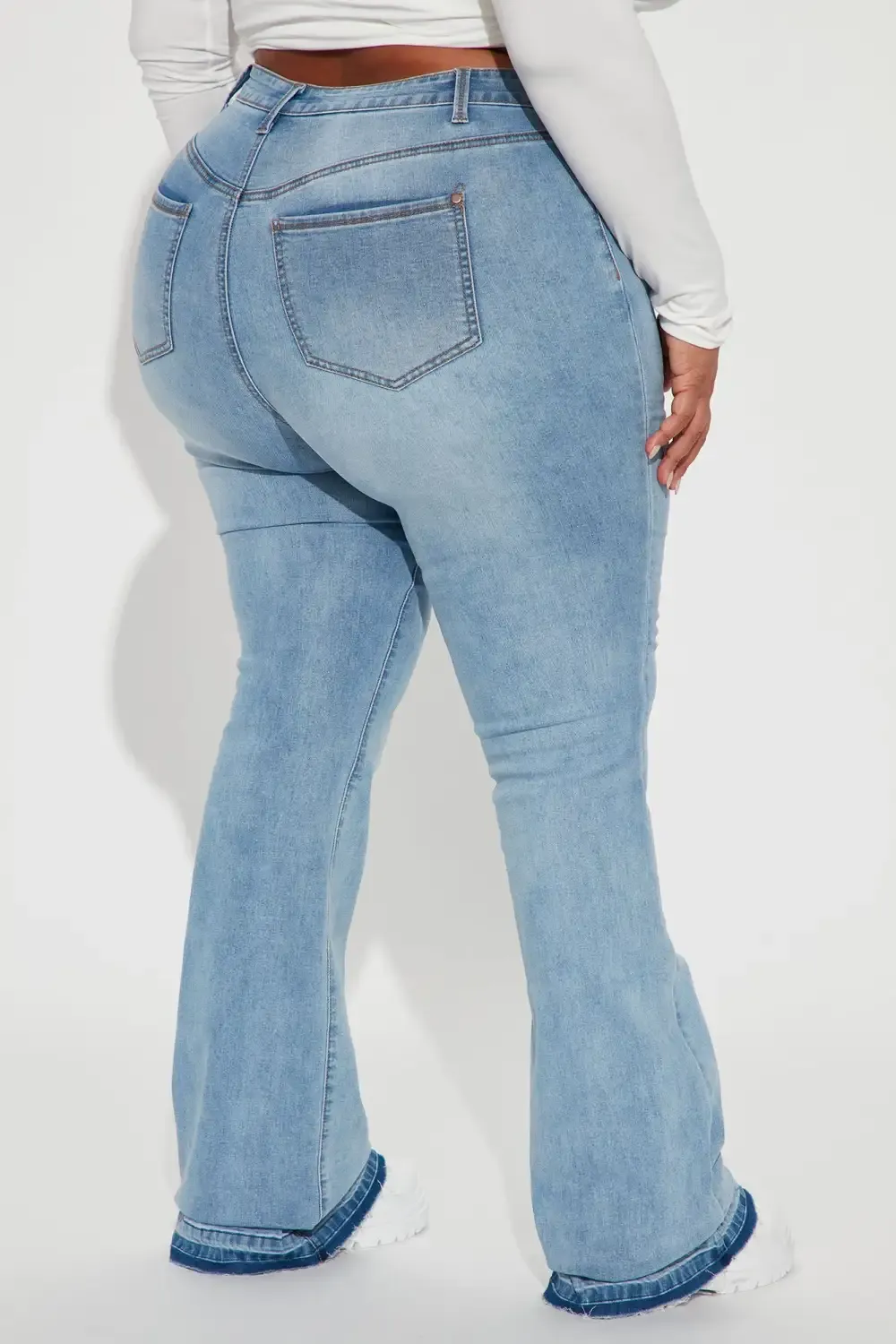 Rumors High Rise Release Hem Flare Jeans - Medium Wash