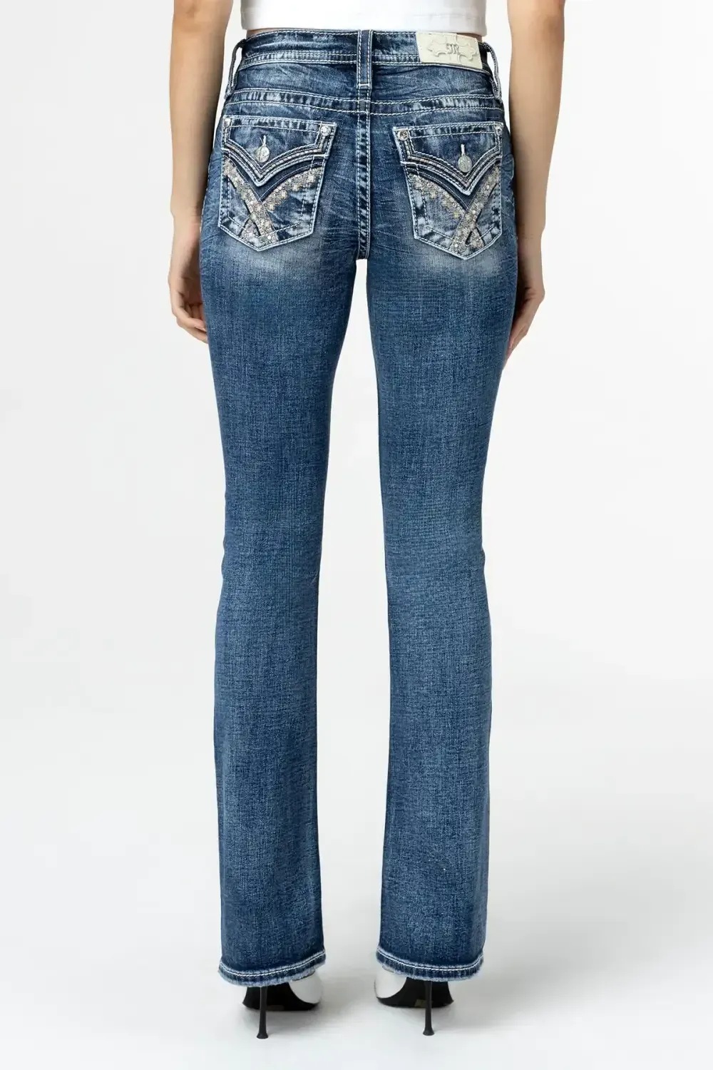 Pink and Blue Hues Bootcut Jeans