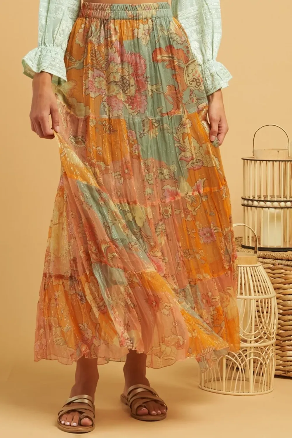 Multicolor Tie Dye High Waisted Maxi Skirt