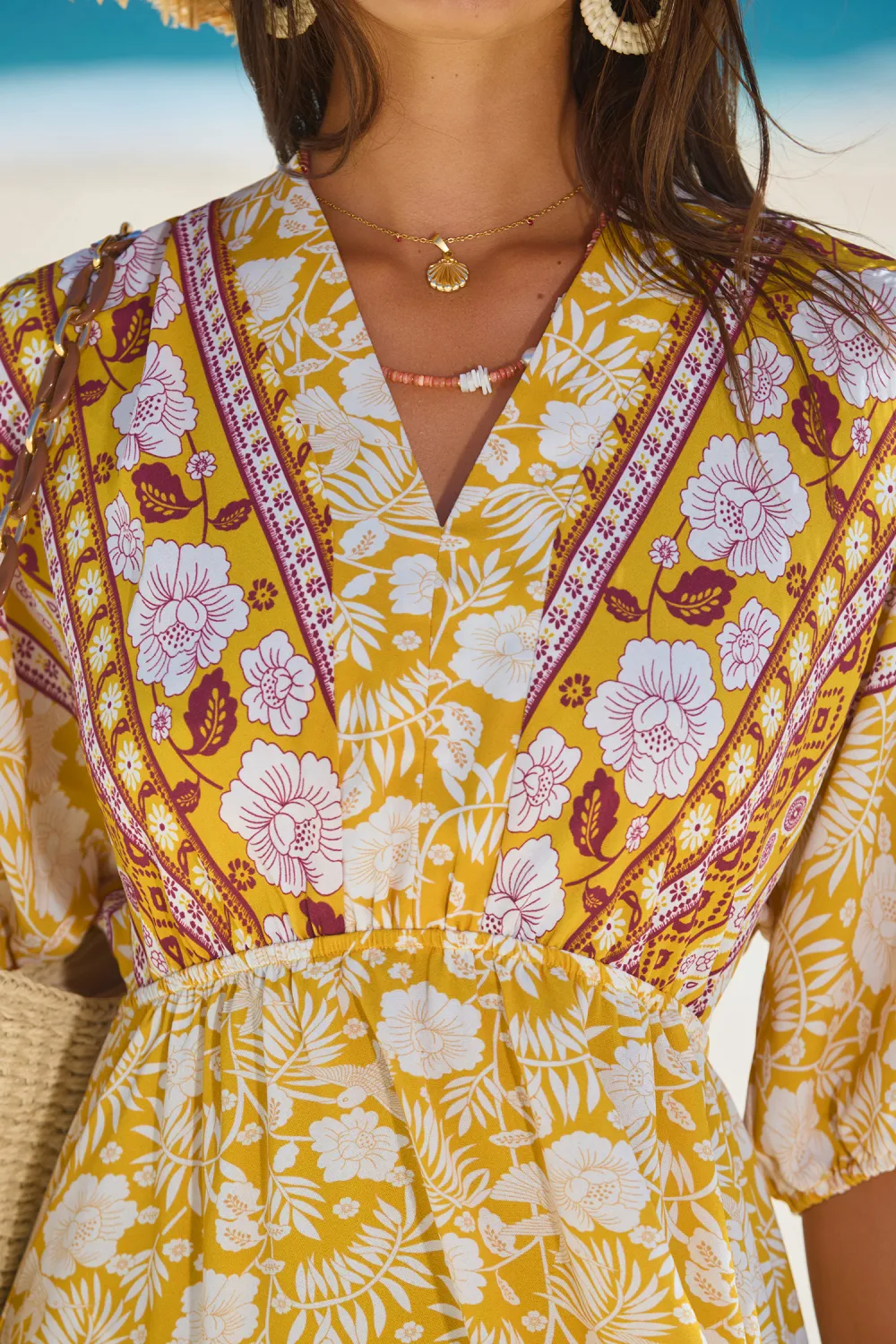 Canary Floral V-Neck Mini Dress