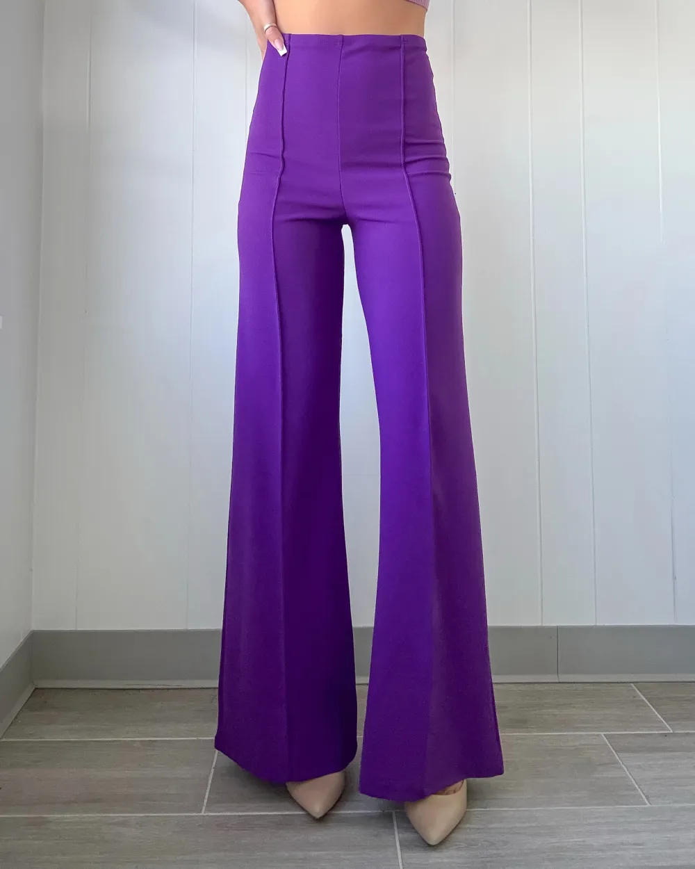 Edge Front Seam Pants - Purple