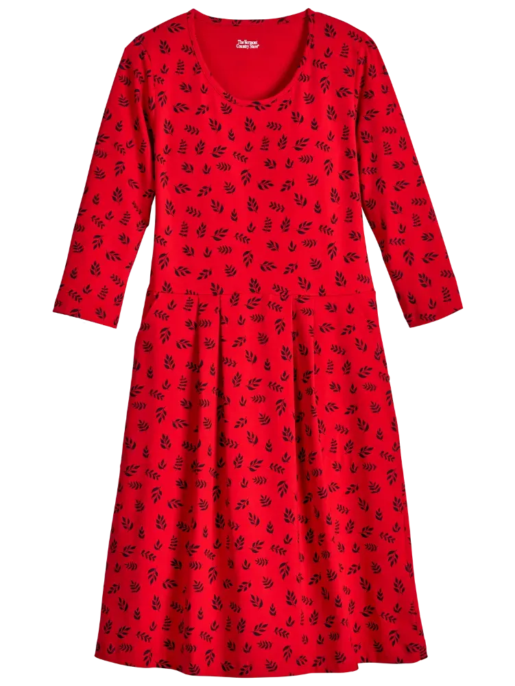 Floral Blossoms Print Pleated Knit Dress