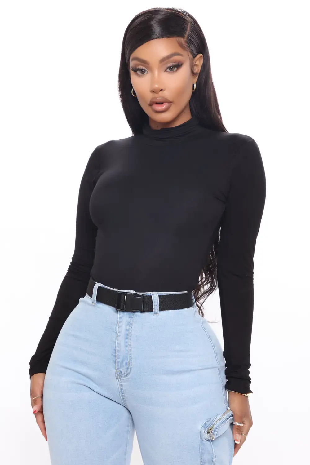 Pamela Turtle Neck Long Sleeve Bodysuit - Black