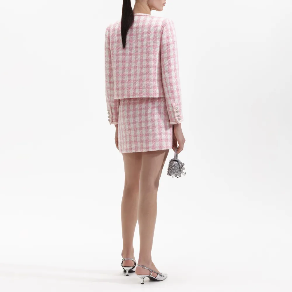 Pink Check Boucle Jacket