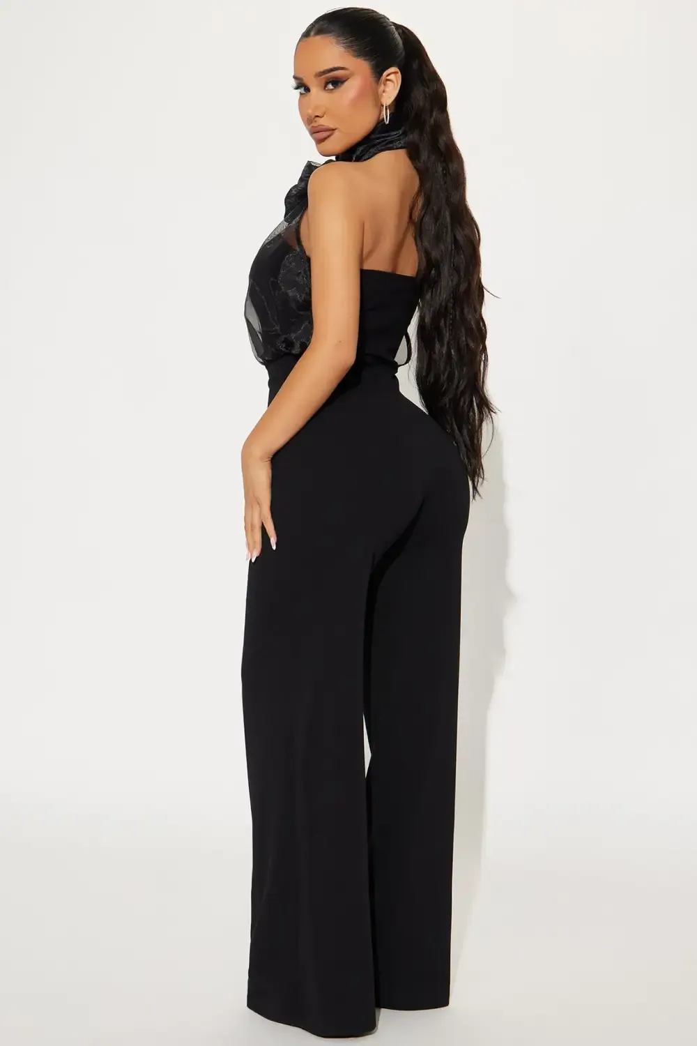 That's A Wrap Crepe Wide Leg Jumpsuit - Black