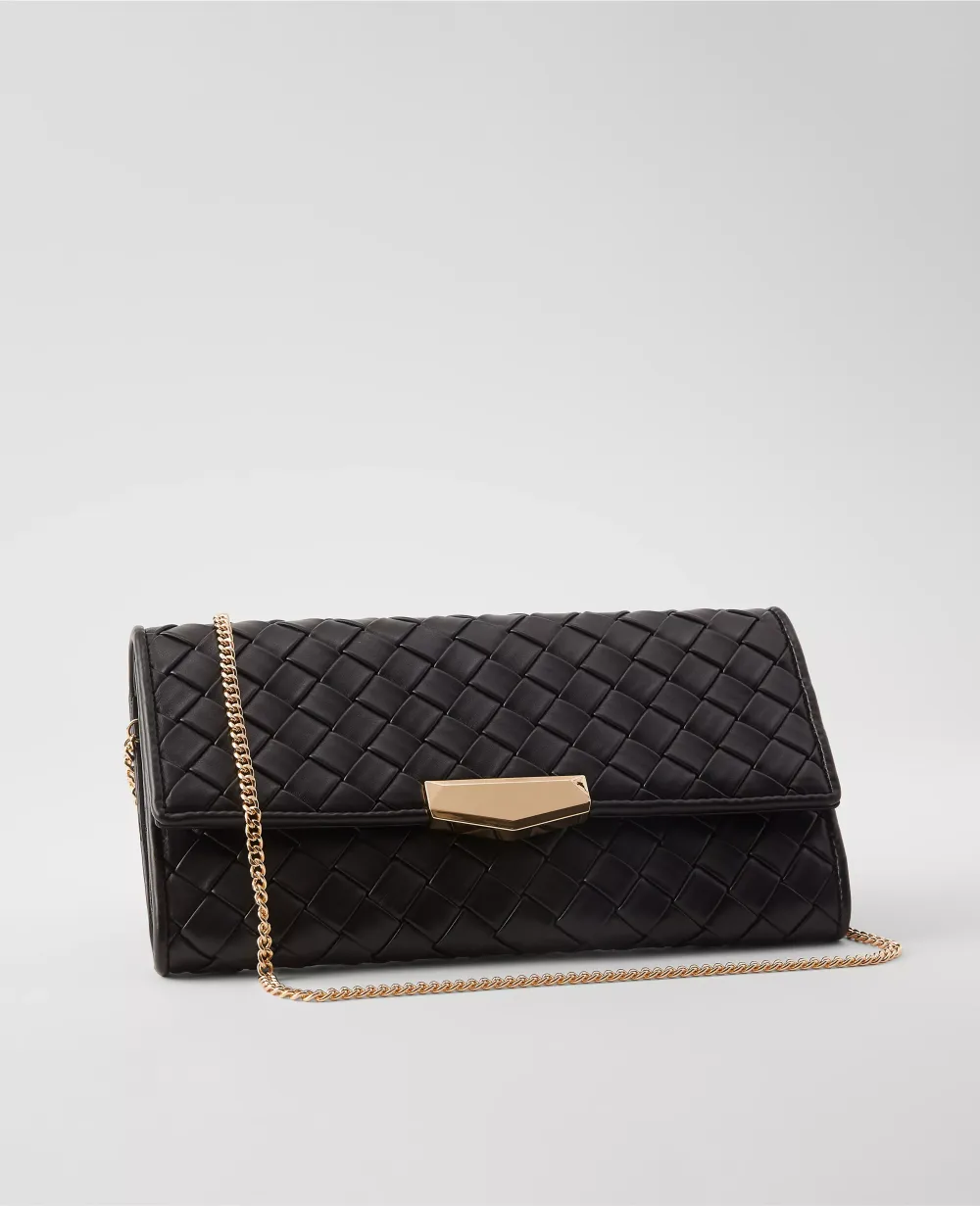Woven Faux Leather Clutch Bag