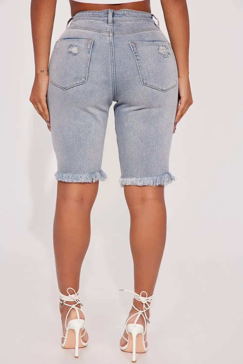 Change Your Mind Stretch Denim Bermuda Shorts - Light Wash