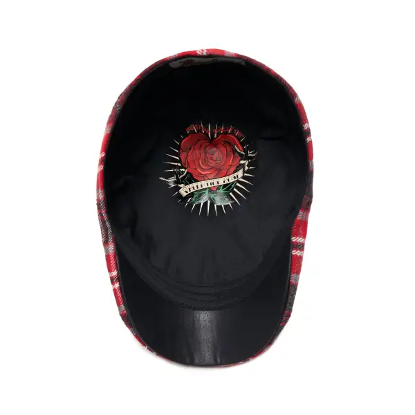 The Valentine Rose Boston Scally Cap - Red Plaid