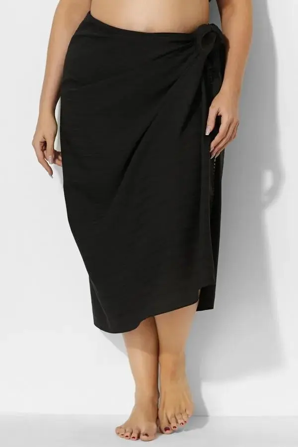 Sexy Side Tie Black Sarong Cover Up