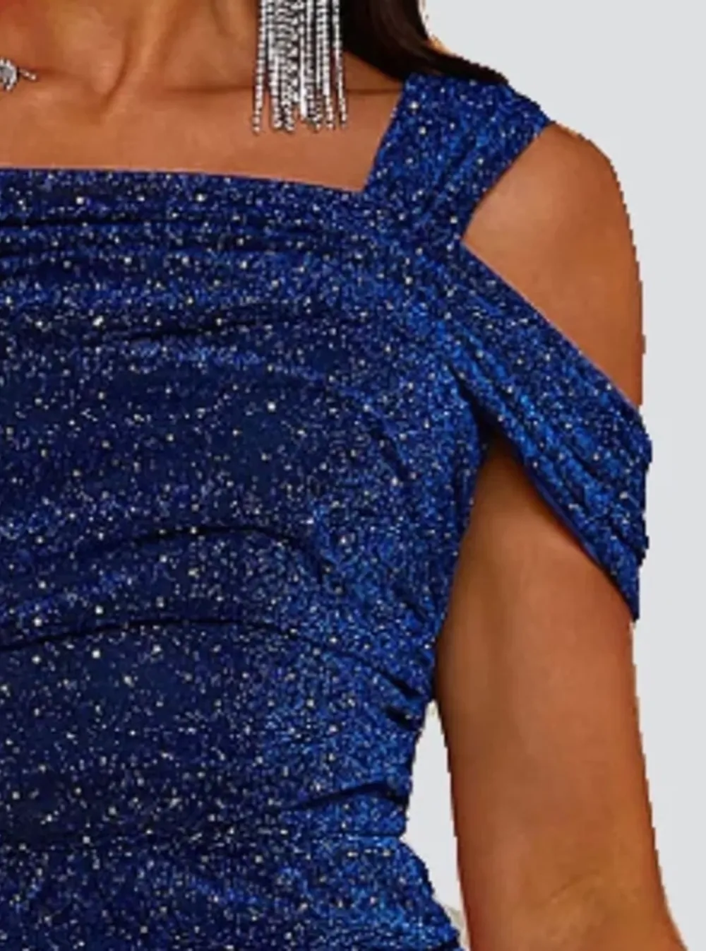 One Shoulder Glitter Blue Mini Party Dress