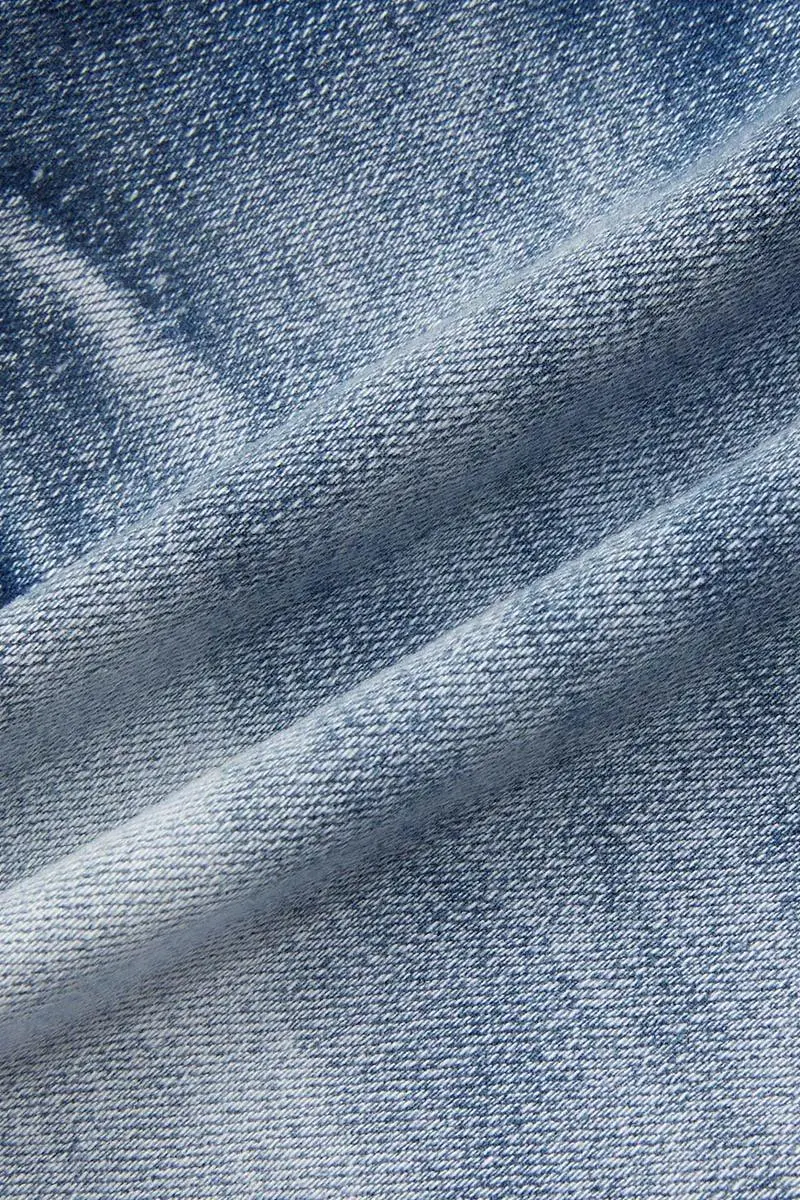 Ripped Raw Hem Rhinestone Detail Mid Waist Denim Shorts