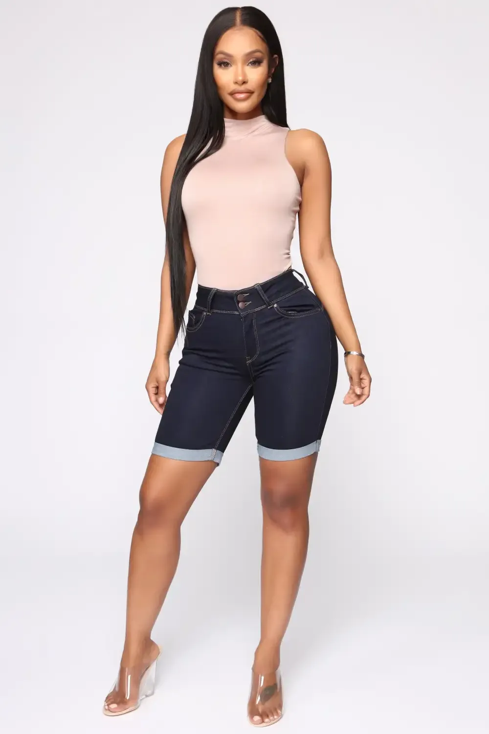 Lift Me Up Bermuda Shorts - Dark Denim