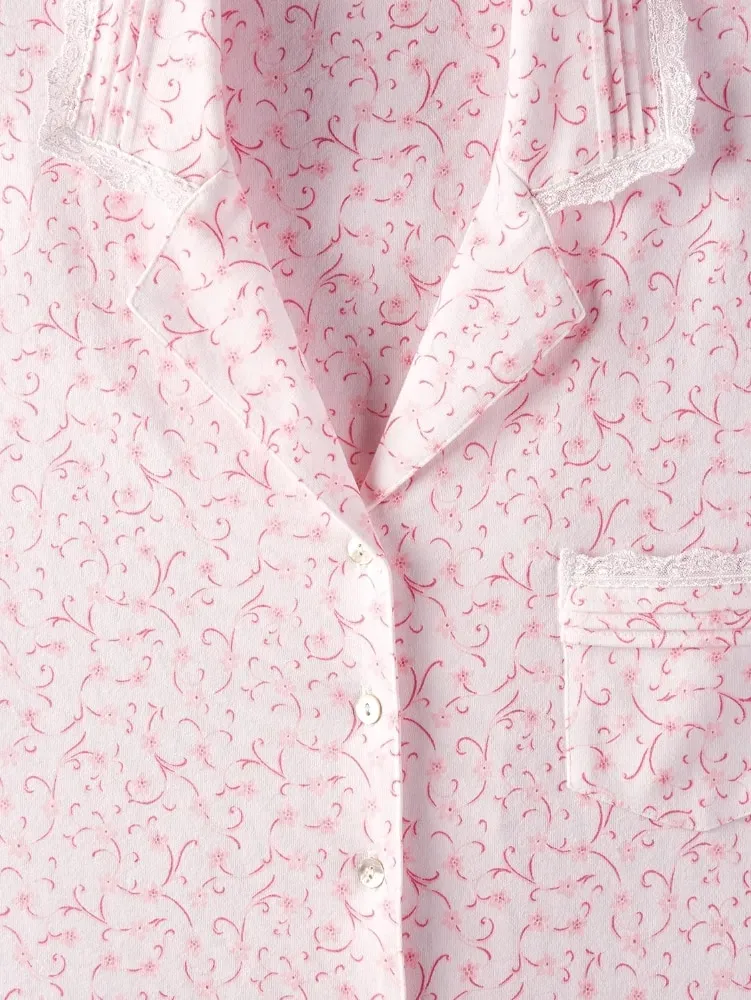 Eileen West Pink Scroll Cotton Capri Pajama Set