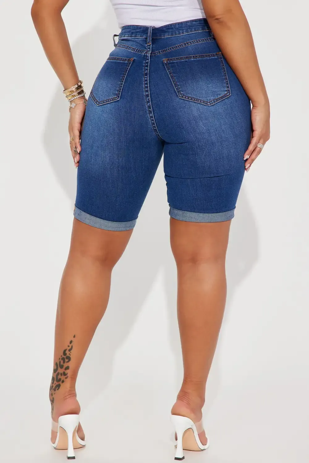 Acting Nice Stretch  Denim Bermuda Shorts - Dark Wash