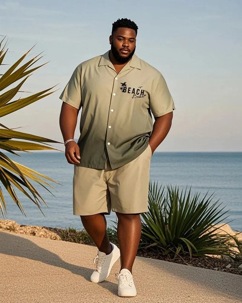 Big & Tall Men's Letter Print Shirt and Shorts Suit