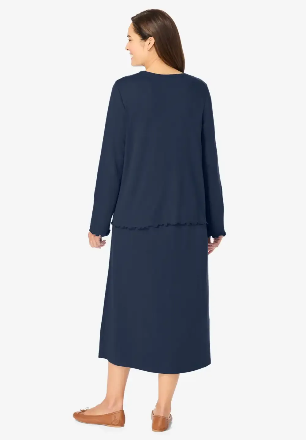 Lettuce Trim Knit Jacket Dress