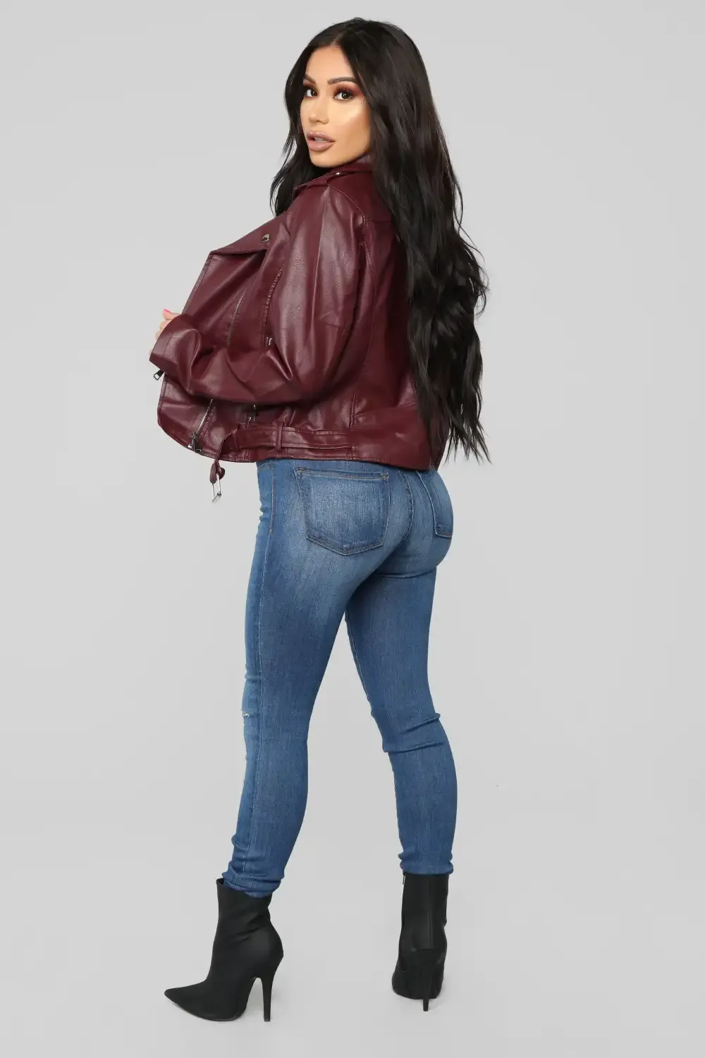 Araxie Vegan Leather Jacket - Wine