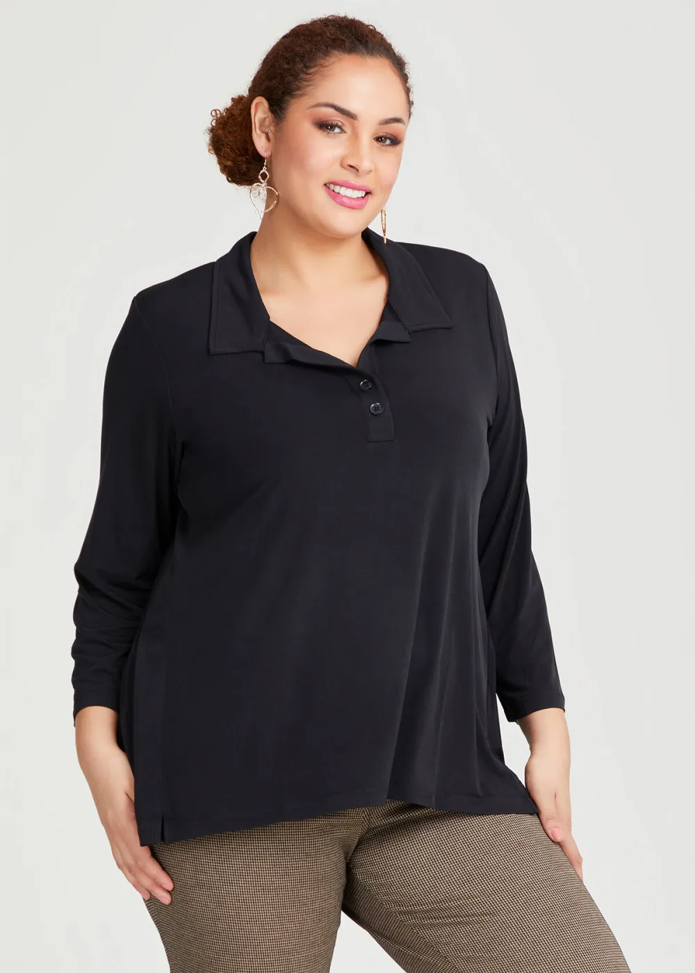 Johnny Collar Long Sleeve Top