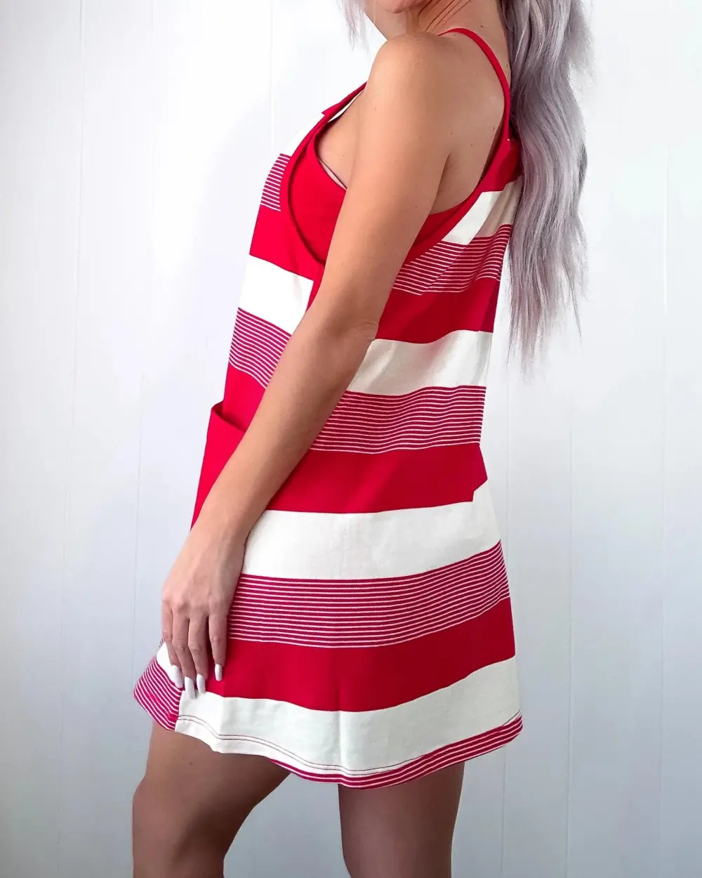 Red Striped Romper Dress