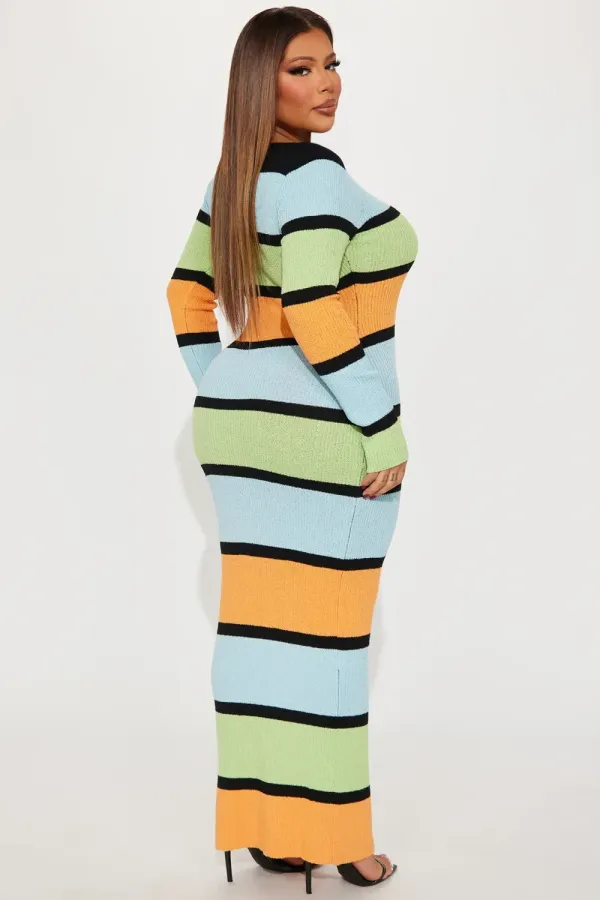 Chelsea Sweater Maxi Dress - Blue/combo