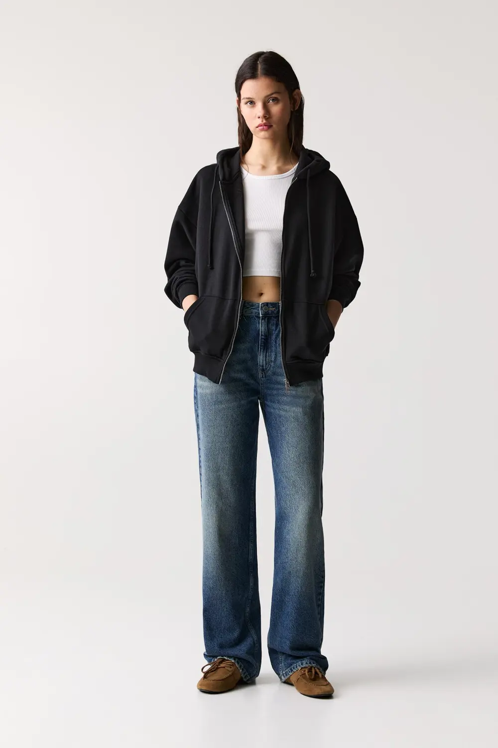 Sudadera oversize capucha cremallera