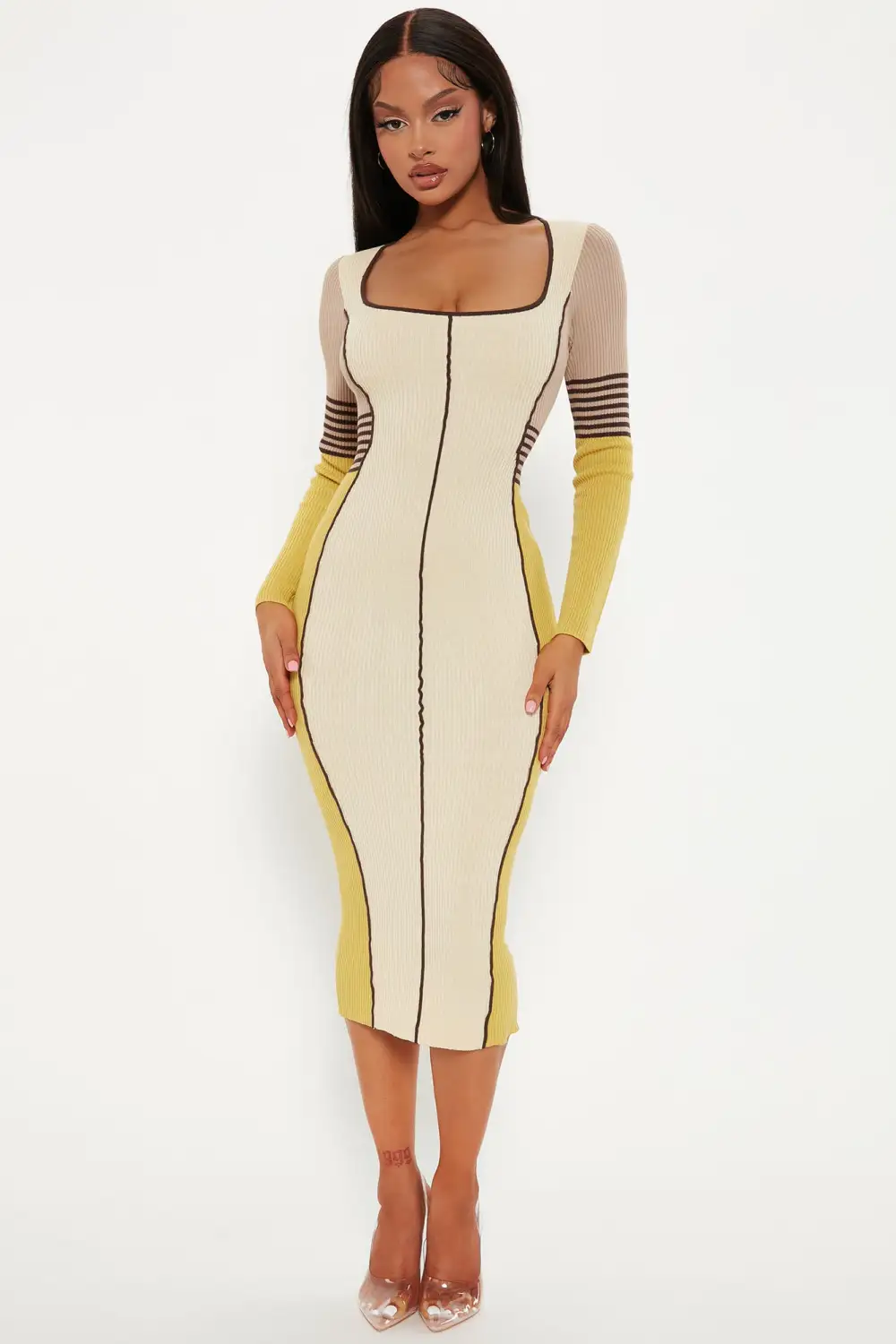 Zarita Knit Midi Dress - Cream/combo