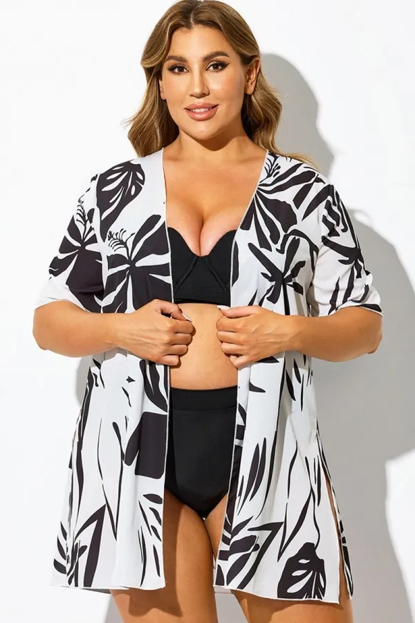 Loose Graphic Print Short Sleeve Cover Up