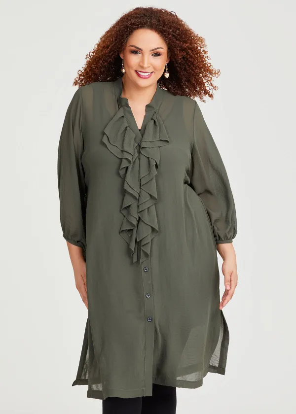 Chiffon Mia Ruffle Neck Shirt