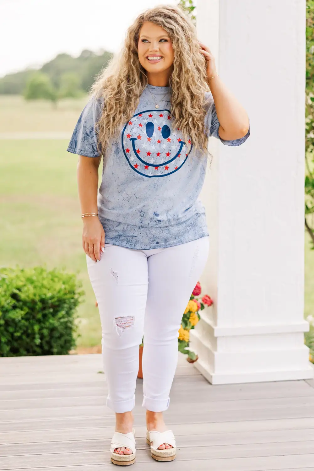 Comfort Colors: Stars Make Me Smile Tee, Ocean Colorblast