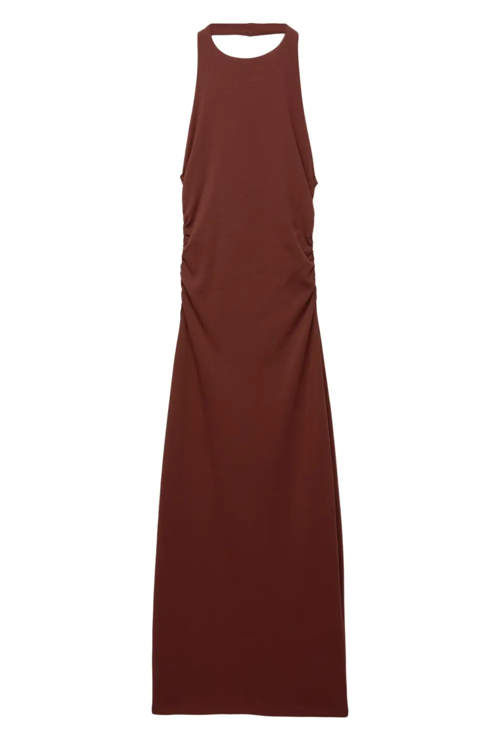 Vestido midi halter frunces