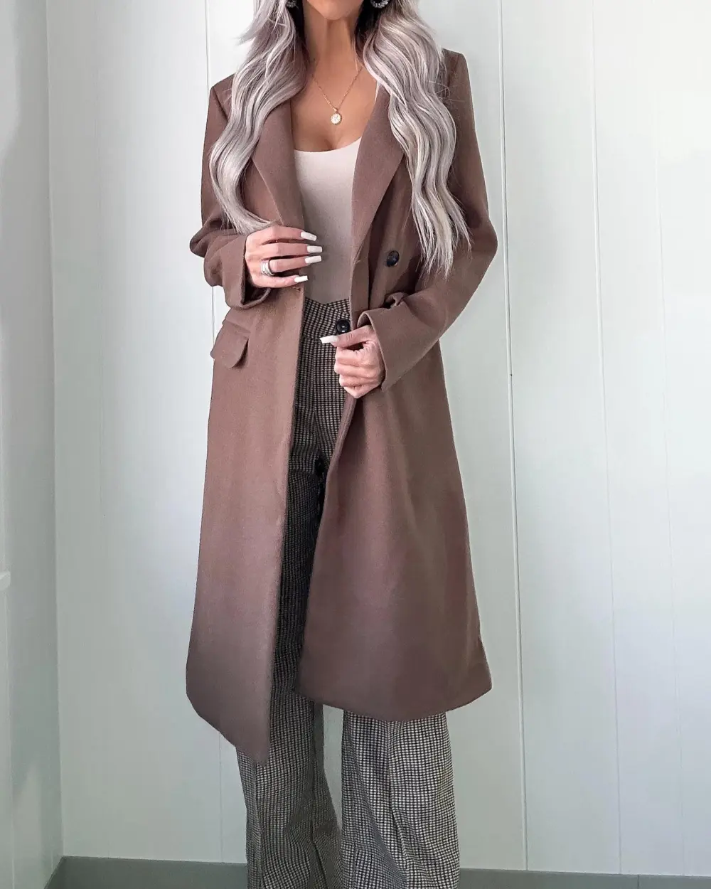 Casual Style Coat - Brown