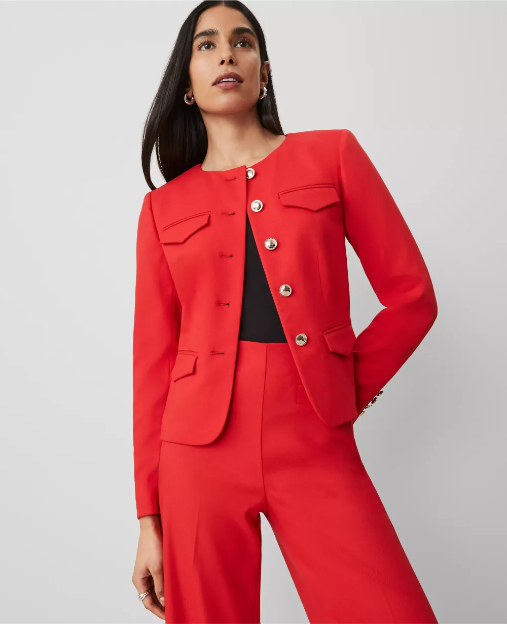 Fitted Crew Neck Jacket