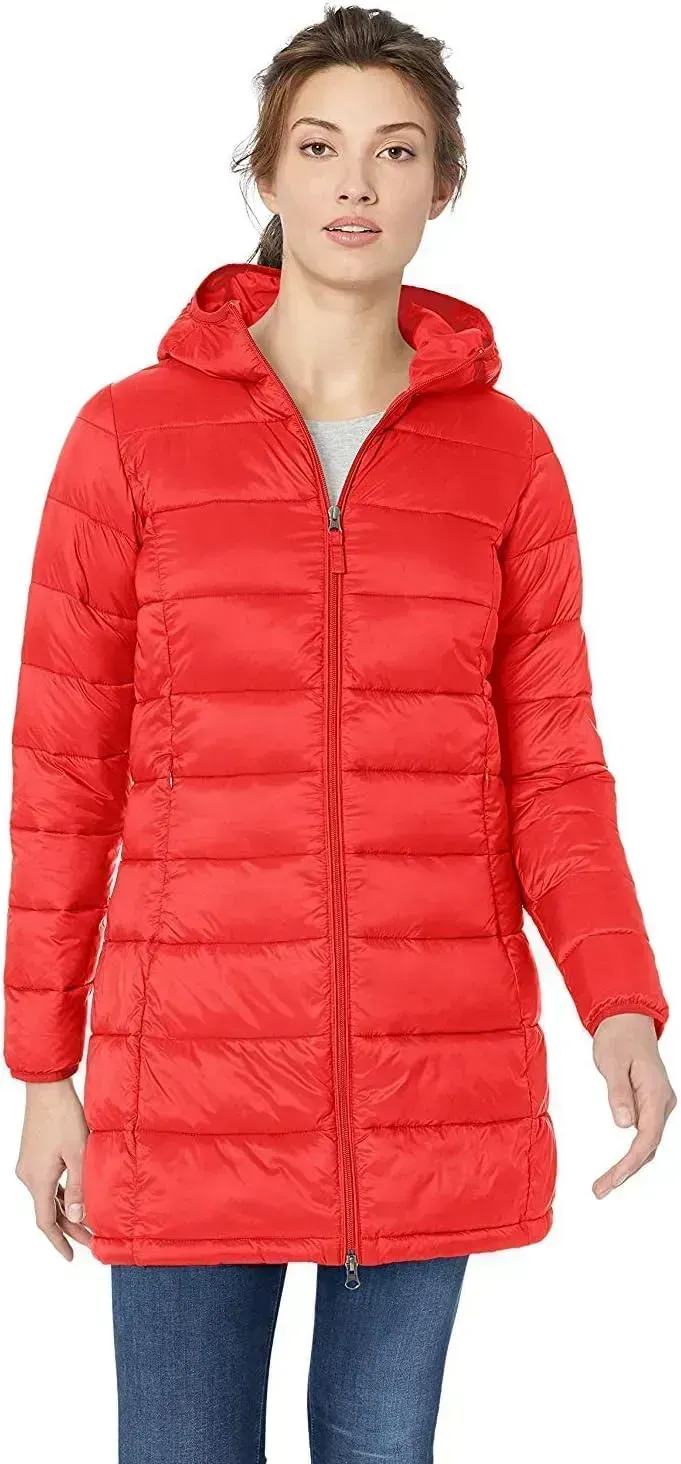 Women's Lightweight Water-Resistant Hooded Puffer Coat (Available in Plus Size)