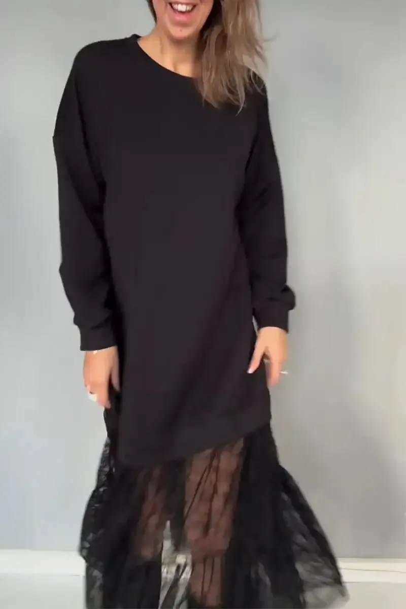 Women's Round Neck Patchwork Dress