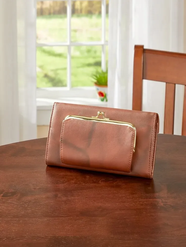 Women's Leather RFID-Blocking Organizer Clutch
