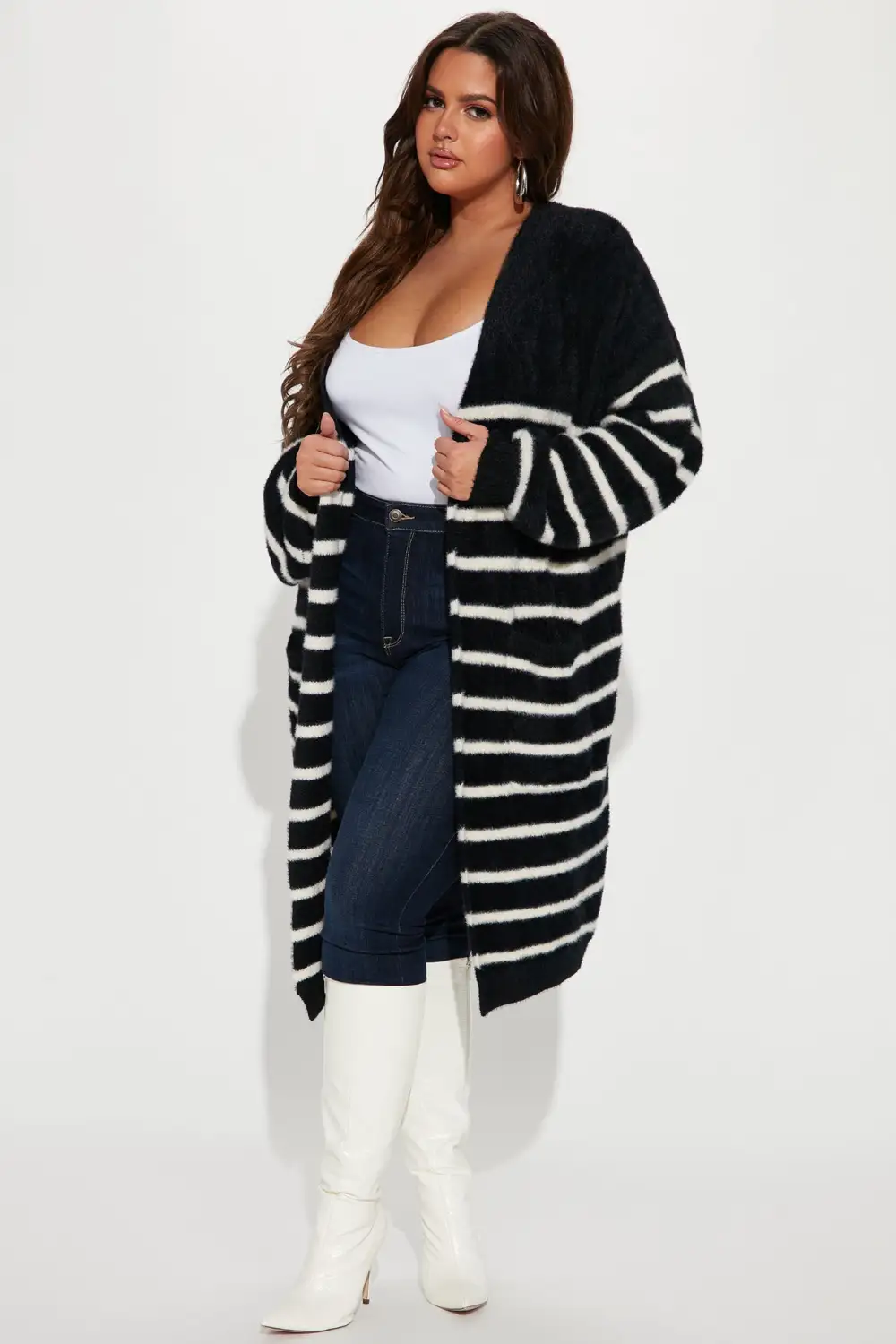 Feelin' Fine Striped Cardigan - Black/combo