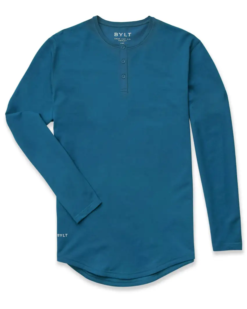 Henley Drop-Cut Long Sleeve: Lux