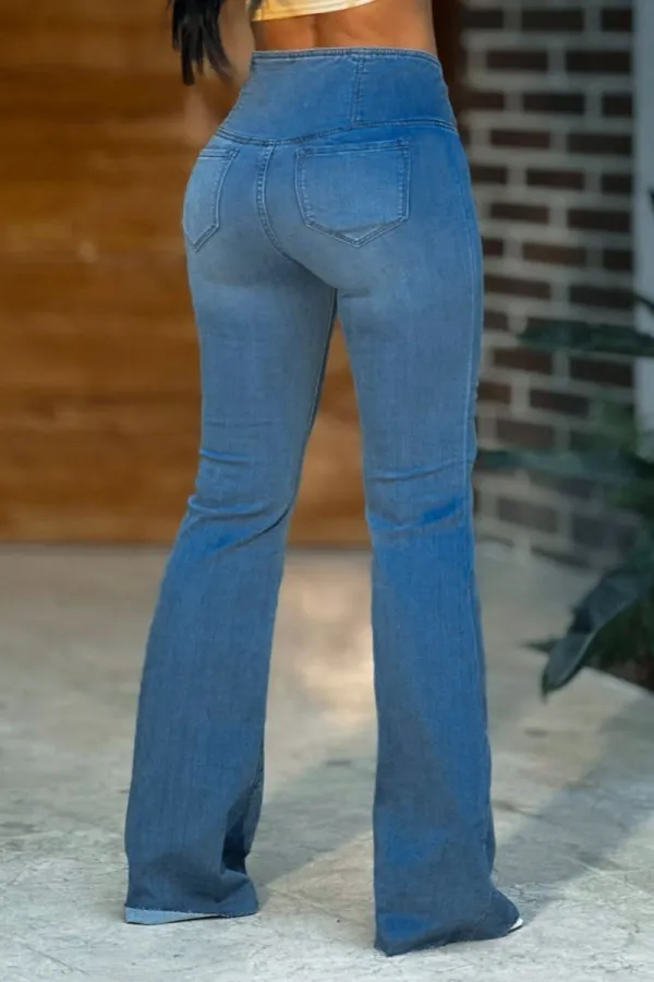 Wash Wrap Mid Rise Stretchy Flare Jeans