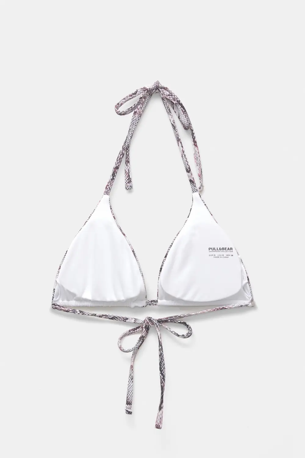 Snakeskin print triangle bikini top
