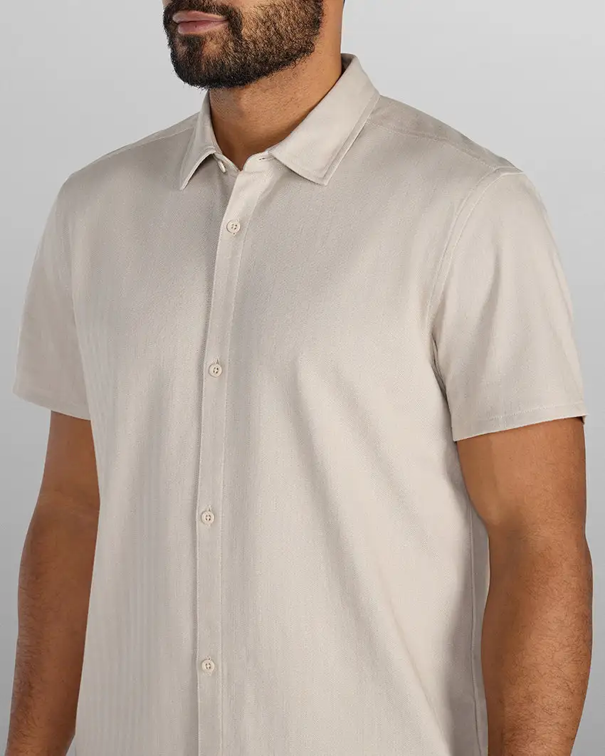 Herringbone Short Sleeve Button Down