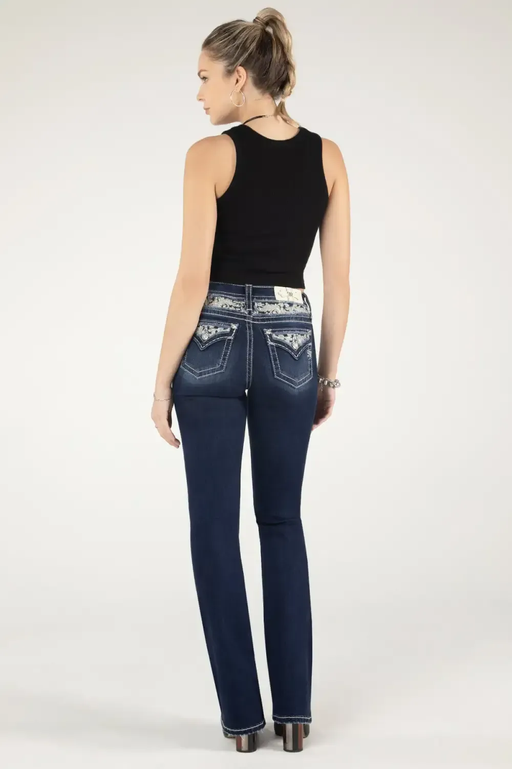 Floral Peekaboo Bootcut Jeans