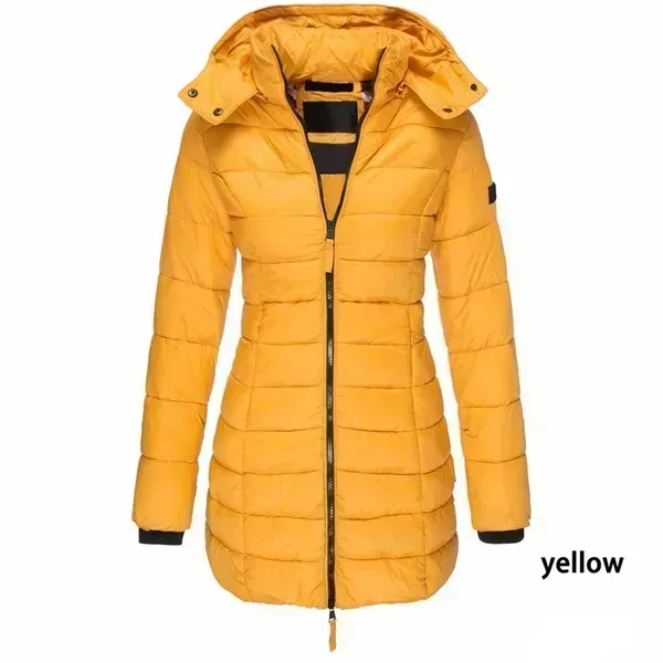 New  Winter Long Down Jacket Women's Thick Warm Hooded Cotton Padded Down Jacket Coat
