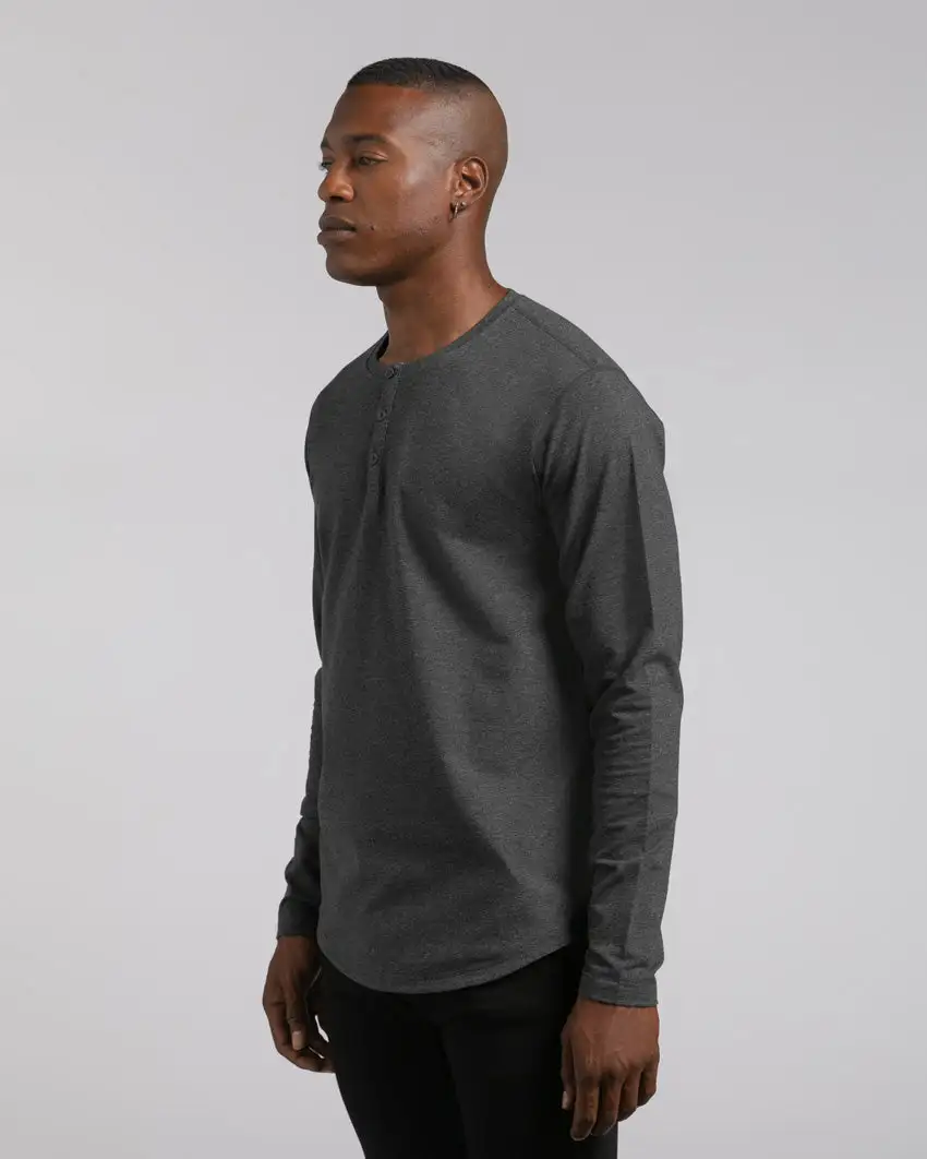 Henley Drop-Cut Long Sleeve: Lux